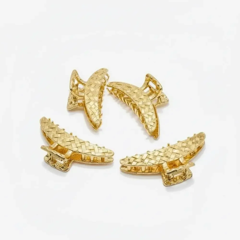 Set of 4 Metal Gold Tone Hair Claw Clips